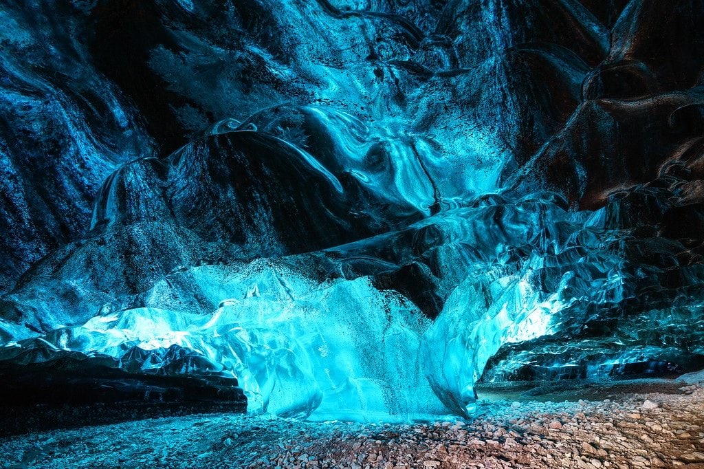 Pillar of Blue Ice Iceland Ice Caves
