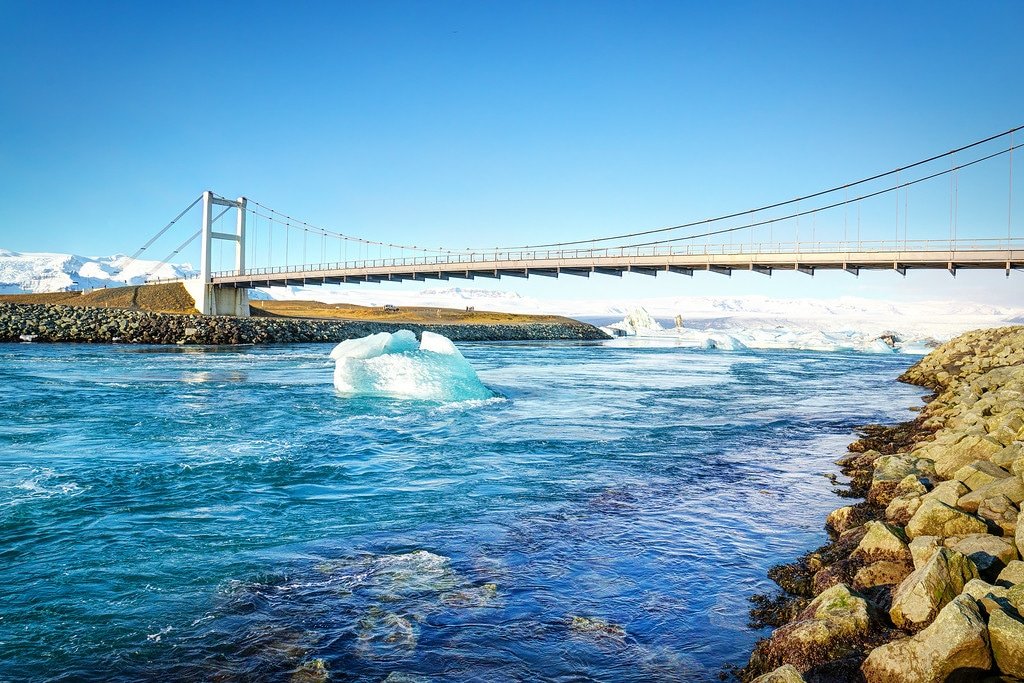 Bridge Over the Glacial River Jokulsarlon Lagoon Bridge
