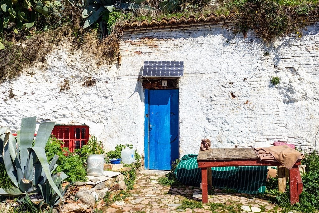 This cave has a solar panel above the door Sacromonte Gypsy Cave Spain